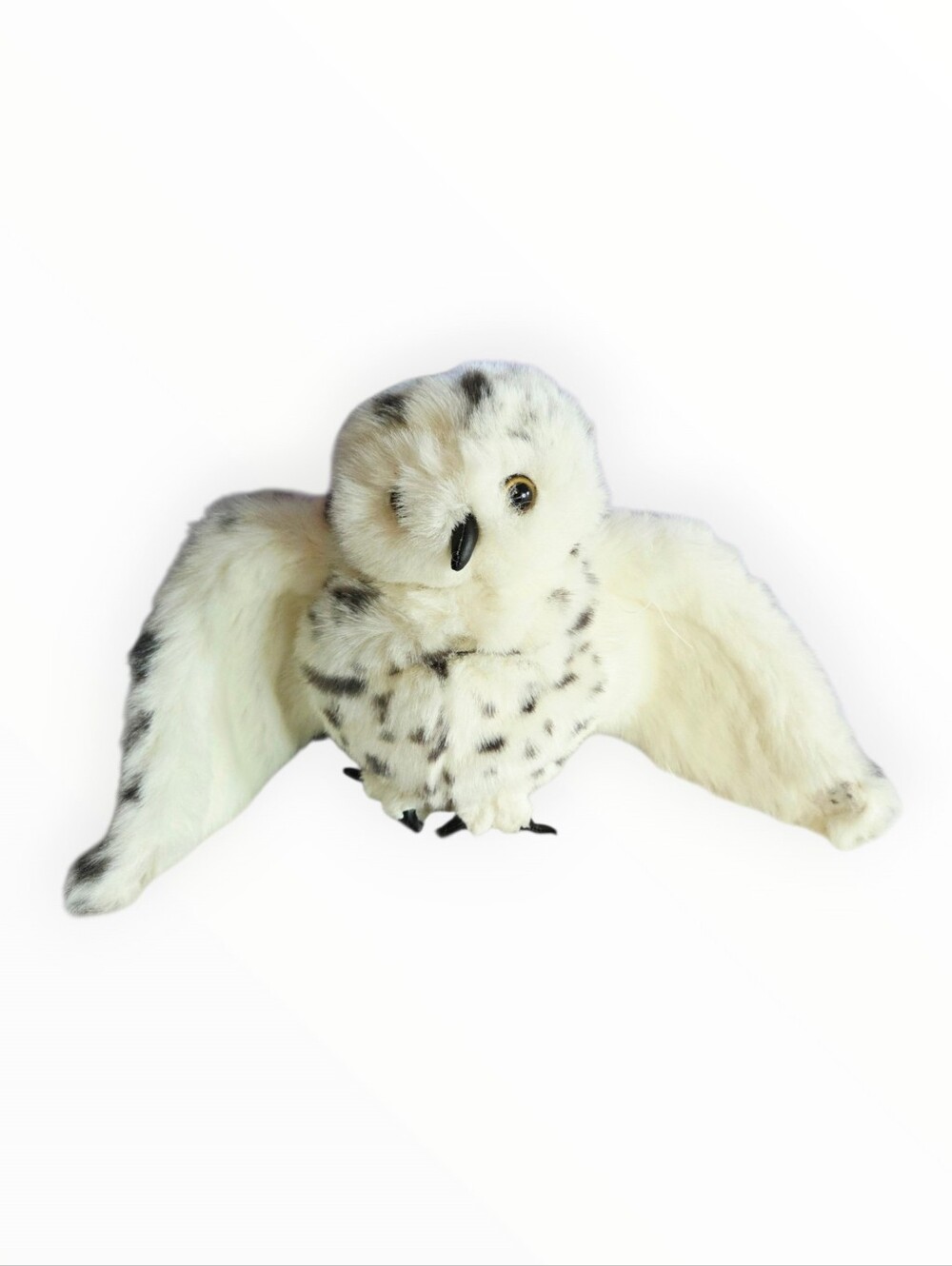 Folkmanis Puppets White Spotted Owl Plush Toy Turning Head